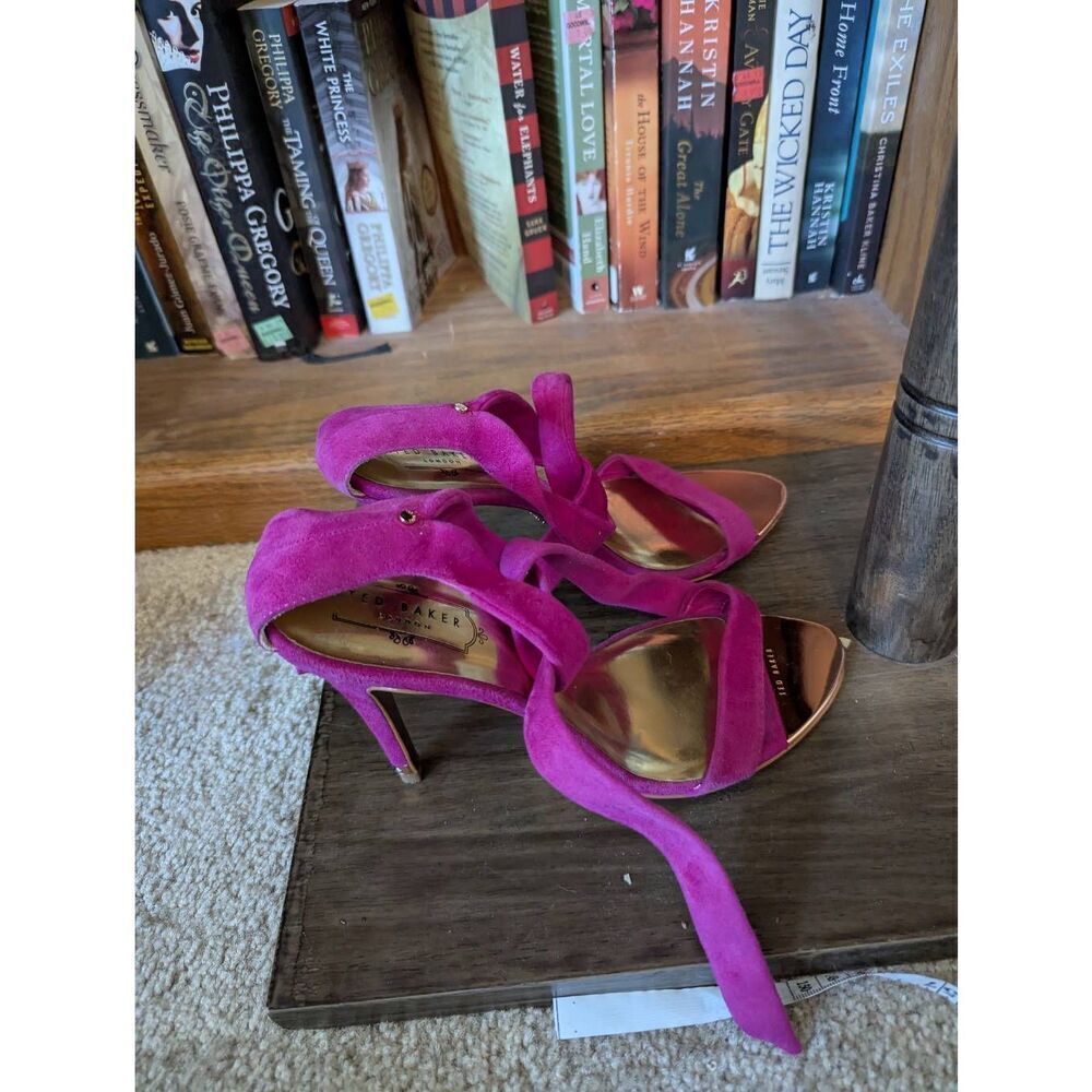Ted Baker London Women's Size 39 US 9 Pink Fuchsia Open Toe Heels Pumps - Picture 2 of 6